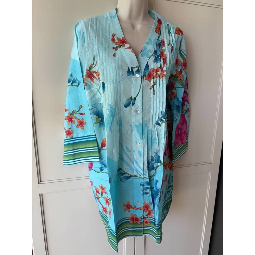 Soft Surroundings Floral Tunic Top 3/4 Sleeve  SZ S- New